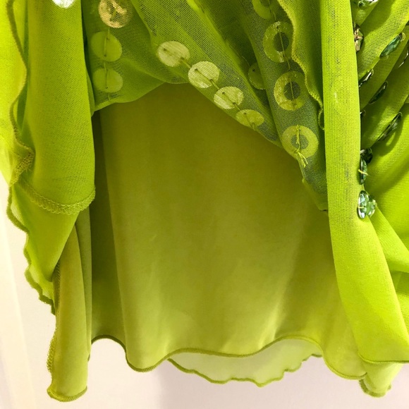 ♥️BCBG MaxAzria chartreuse chiffon bead dress - Picture 4 of 11